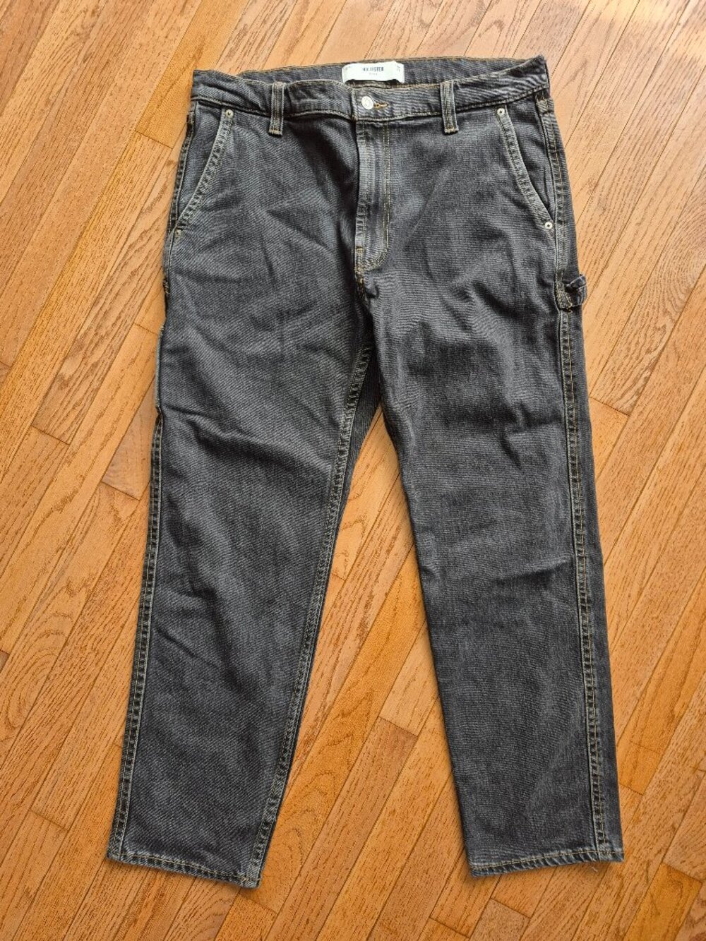 Hollister Baggy Jeans Black Carpenter Hammer Loop Men's 36